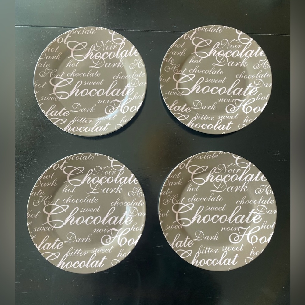 Set of Four Chocolate-Themed Plates